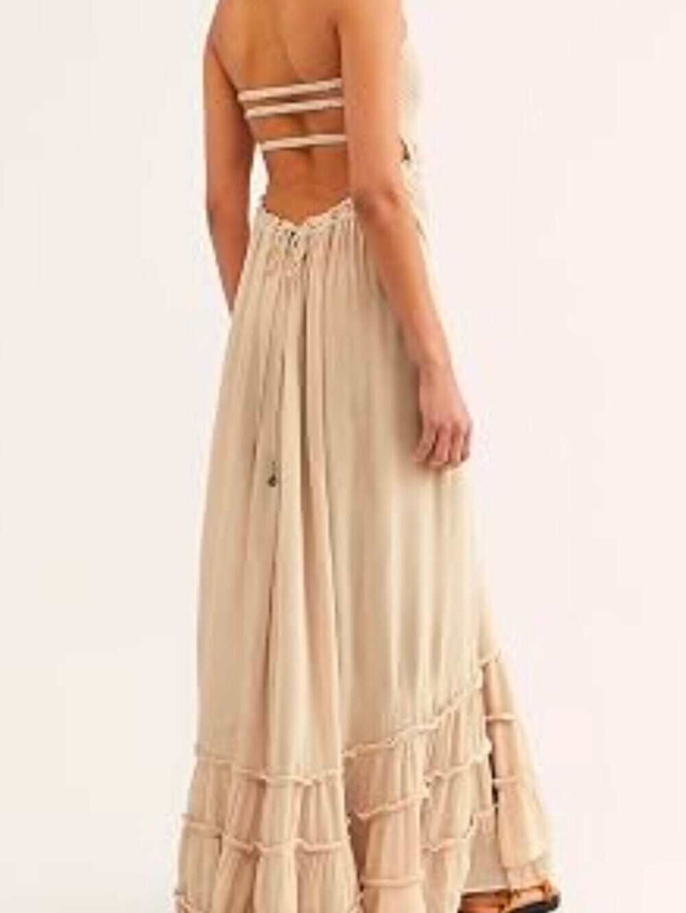 Free People Cream Ruffled Maxi Dress
